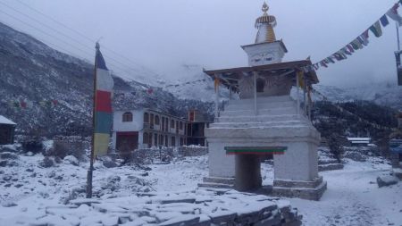 सोलुखुम्बुमा हिमपात, खुम्जुङको तापक्रम माइनस ११ डिग्री 