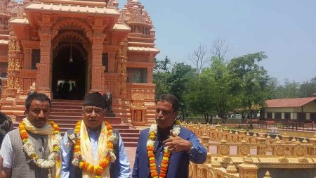 प्रधानमन्त्री पुषपकमल दाहालद्वारा शास्वतधामकाे अवलाेकन